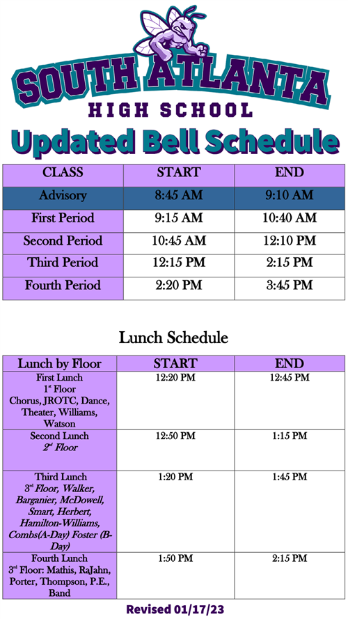 Updated Bell Schedule